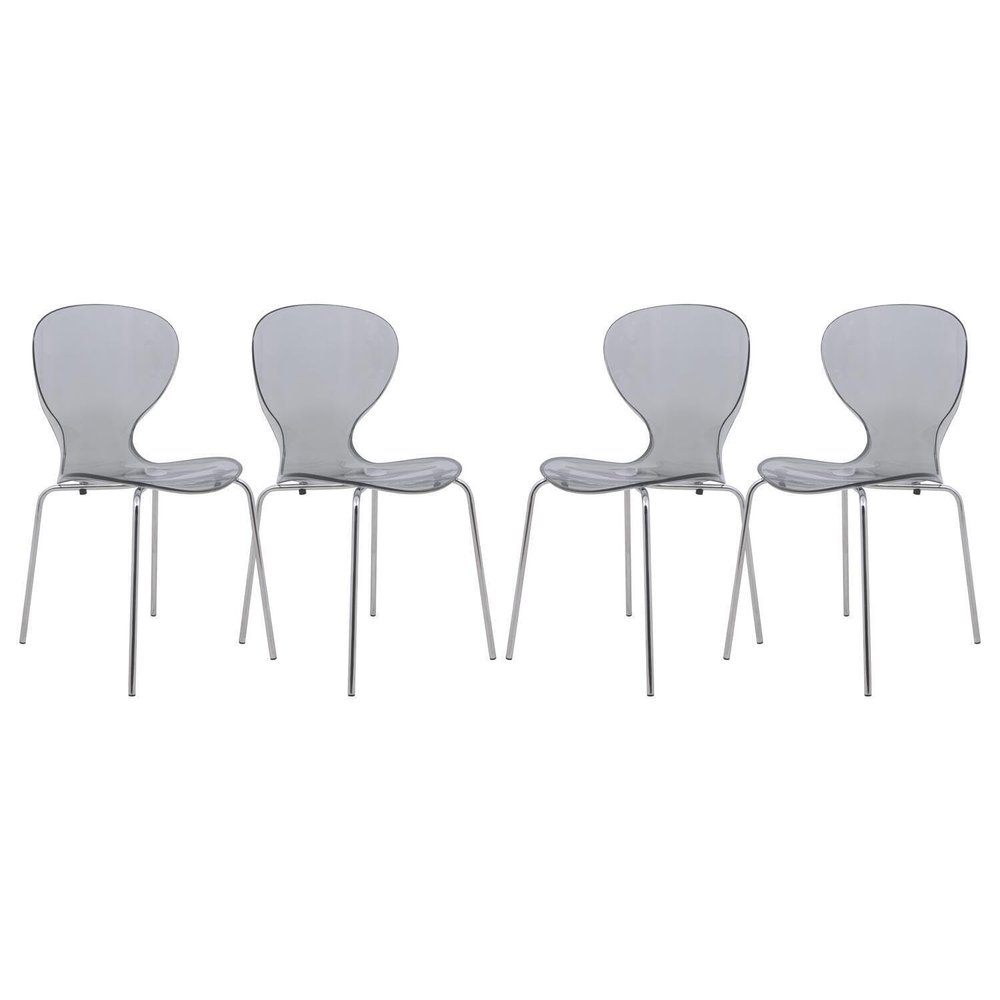 Maykoosh Modern Transparent Side Chairs - Set of 4 - Boho Dining Room Accent Furniture