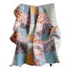 Benzara Turin 60 Inch Throw Blanket Microfiber Patchwork Floral Print Multicolor view 1
