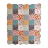 Benzara Turin 60 Inch Throw Blanket Microfiber Patchwork Floral Print Multicolor view 2