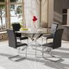 Baysitone Modern Dining Chairs Set of 4, PU Faux Leather High Back Upholstered Dining Room Side Chairs with Horizontal Stripe Backrest Design for Kitchen Living Room Black with Silver Legs view 3