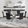 Baysitone Modern Dining Chairs Set of 4, PU Faux Leather High Back Upholstered Dining Room Side Chairs with Horizontal Stripe Backrest Design for Kitchen Living Room Black with Silver Legs view 4