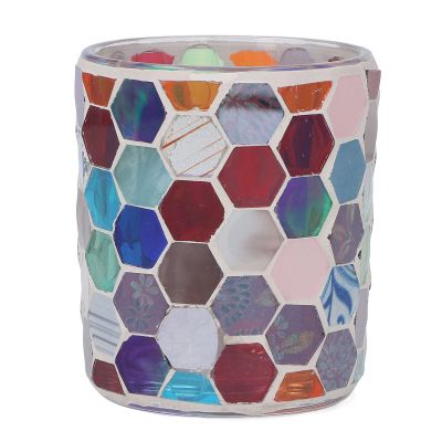 TITA-DONG Mosaic Candle Holder, Colored Mosaic Glass Tea Light Holders, European Style Handcrafted Glass Candle Holder Tealight Candle Holder for Home Restaurants Parties Anniversaries Decoration