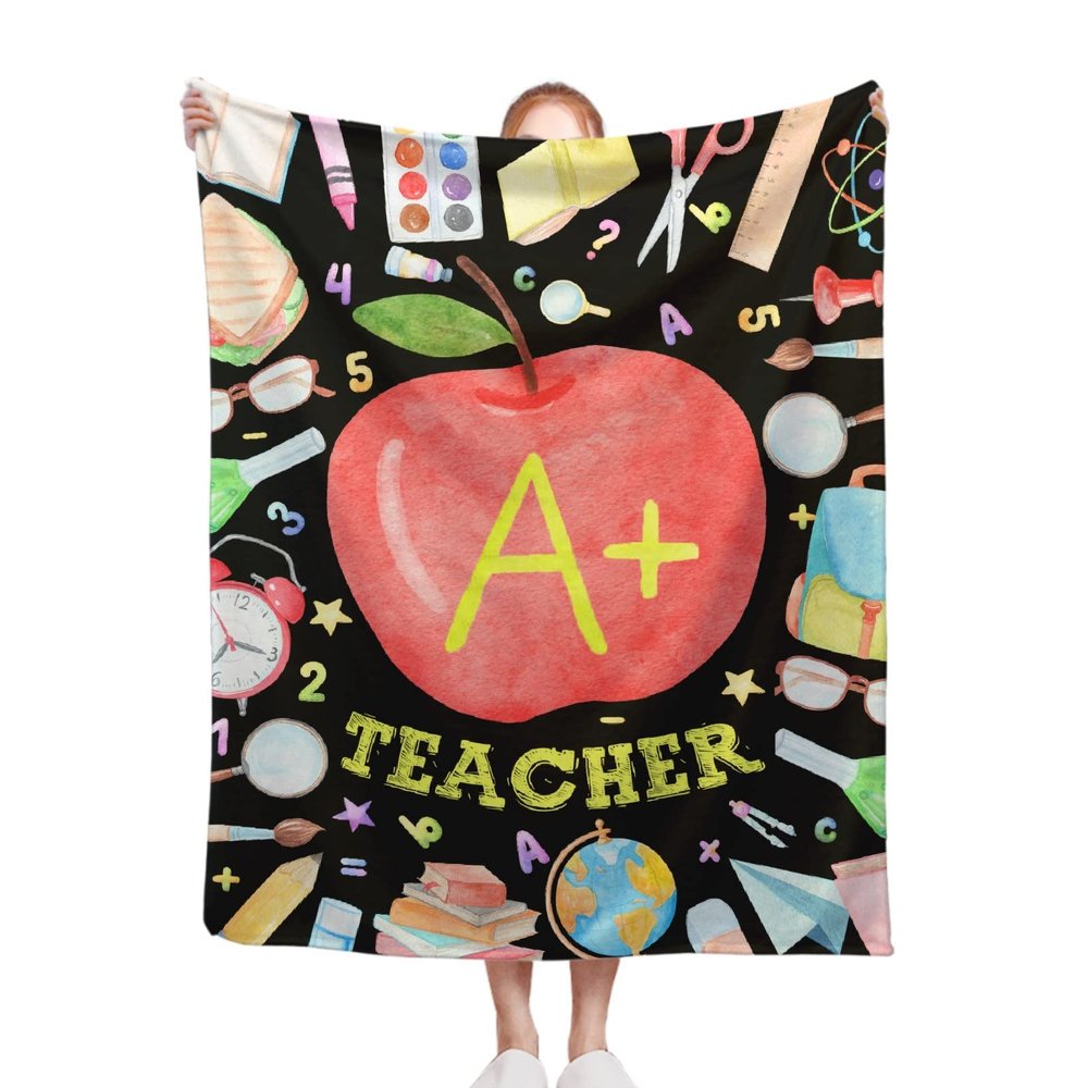 Back to Go School Blanket, Gifts for Teachers 90 x 120 Inch Throw Lightweight Super Soft Cozy Educational Blankets for Couch Bed Sofa Chair