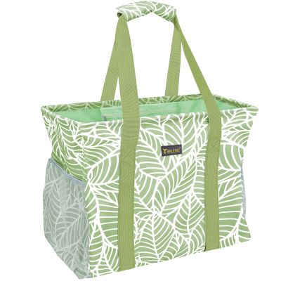 BALEINE Extra Large Utility Tote Bag with Reinforced Wire Frame, Reusable Grocery Bag for Shopping, Picnic (Antique Foliage, 16.5''x14''x10'')