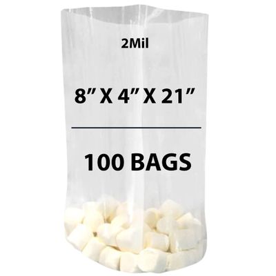 Clear Gusseted Bags, 2Mil 8" X 4" X 21" & 100 Bags | LDPE Material, For Food Packaging, Storage & Display | Heat Sealable Plastic Bag, Ideal for Bakery, Deli, Snacks, and Commercial Use