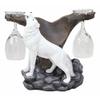 1 Pcs of Howling Arctic White Snow Wolf Wine Valet Statue As Bottle and 2 Glasses Holder view 1