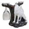 1 Pcs of Howling Arctic White Snow Wolf Wine Valet Statue As Bottle and 2 Glasses Holder view 3