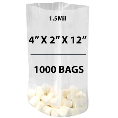 Clear Gusseted Bags 1.5Mil, 4" X 2" X 12" & 1000 Bags | LDPE Material, For Food Packaging, Storage & Display | Heat Sealable Plastic Bag, Ideal for Bakery, Deli, Snacks, and Commercial Use