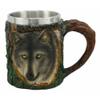 1 Pcs Of Woodland Animal Totem Spirit Gray Wolf Mug Textured With Rustic Tree Bark Design view 1