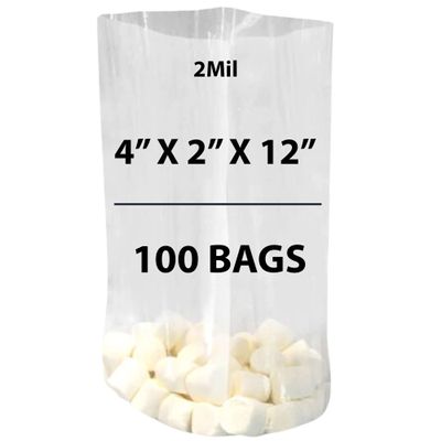 Clear Gusseted Bags, 2Mil 4" X 2" X 12" & 100 Bags | LDPE Material, For Food Packaging, Storage & Display | Heat Sealable Plastic Bag, Ideal for Bakery, Deli, Snacks, and Commercial Use