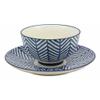 1 Blue Zig Zag Pattern Contemporary Designer Ceramic Dinnerware Bowl Mug Plate Set view 2