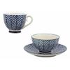 1 Blue Zig Zag Pattern Contemporary Designer Ceramic Dinnerware Bowl Mug Plate Set view 3