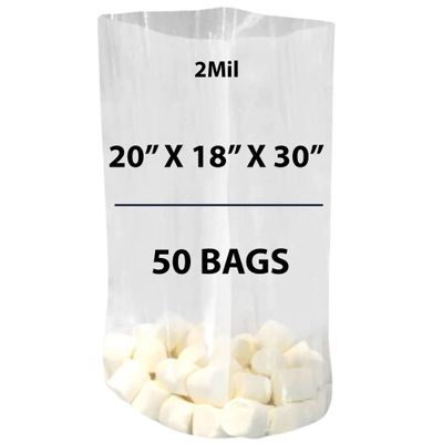 Clear Gusseted Bags, 2Mil 20" X 18" X 30" & 50 Bags | LDPE Material, For Food Packaging, Storage & Display | Heat Sealable Plastic Bag, Ideal for Bakery, Deli, Snacks, and Commercial Use