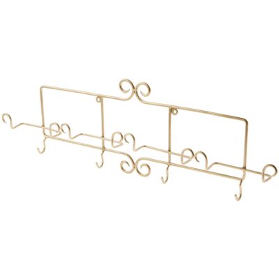 Bard's Gold Wrought Iron Horizontal Wall Mountable Cup and Saucer Hanger, 26" W x 2.25" D x 8.5" H (Holds 4 Cup and Saucer Sets), Pack of 2