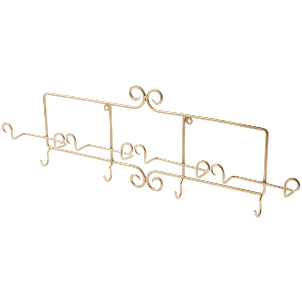 Bard's Gold Wrought Iron Horizontal Wall Mountable Cup and Saucer Hanger, 26" W x 2.25" D x 8.5" H (Holds 4 Cup and Saucer Sets), Pack of 2