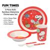Peanuts Snoopy Fun Times 5-Piece Bamboo Melamine Dinnerware Set For Kids - Red view 2