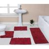 Functional Durable Red Maroon Cotton Bathroom Rugs Sets 4 Piece with Pretty Floral Tufted Pattern On Solid Background | Non Slip Back Quick Water Absorbent | Soft Plush Warm Cozy Underfoot Feel view 2