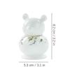 ROHNES Cute Toothpick Holder Ceramic Desktop White Toothpick Holder Dispenser Reusable Dental Floss Cotton Swab Toothpick Box view 2