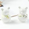 ROHNES Cute Toothpick Holder Ceramic Desktop White Toothpick Holder Dispenser Reusable Dental Floss Cotton Swab Toothpick Box view 3