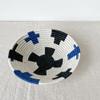 African Basket - Siwe/Rwanda Basket/Woven Bowl/Sisal & Sweetgrass Basket/Black, White, Blue view 3