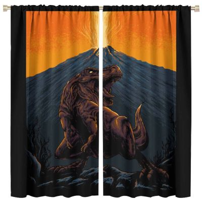 AuiMzoo Dinosaur Curtains, Kids Boys Girls Raptors Dinosaurs Cute Space Planet Decorative Theme, Bedroom Living Room Nursery Blackout Curtains42X45 Inch