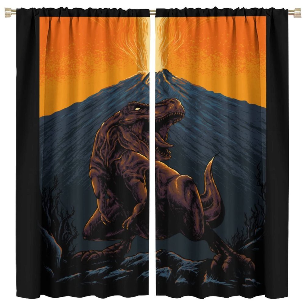 AuiMzoo Dinosaur Curtains, Kids Boys Girls Raptors Dinosaurs Cute Space Planet Decorative Theme, Bedroom Living Room Nursery Blackout Curtains42X45 Inch