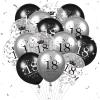 18th Birthday Balloons Decorations 15pcs Black Silver Happy 18th Birthday Party Latex Confetti Balloons for Men Women Kids Boys Girls 18th Anniversary Happy Birthday Party Decor Supplies 12 inches view 1