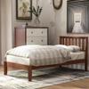 SECOLI Wooden Twin Bed Frame Wood Platform Bed with Headboard/Wood Slat SupportTwin (Walnut) view 1