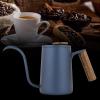 Alvinlite Stainless Steel Gooseneck Kettle|600ML Black/Blue Long Narrow Drip Spout Coffee Tea Pot|Long Gooseneck Spout Kettle with Wooden Handle |blue| pour over view 2