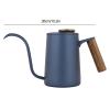 Alvinlite Stainless Steel Gooseneck Kettle|600ML Black/Blue Long Narrow Drip Spout Coffee Tea Pot|Long Gooseneck Spout Kettle with Wooden Handle |blue| pour over view 3