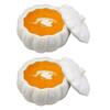 2 Pcs Ceramic Stoneware White Harvest Pumpkin Bowl With Lid 6"Diameter view 1