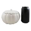 2 Pcs Ceramic Stoneware White Harvest Pumpkin Bowl With Lid 6"Diameter view 4