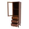 OUKANING 5 Tier Bamboo Storage Cabinet Freestanding Cupboard with 3 Drawers Multi-Purpose Storage Organizer for Pantry Garage Office Living Room Bathroom Entryway 12.6x11.4x43.3in view 1