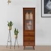 OUKANING 5 Tier Bamboo Storage Cabinet Freestanding Cupboard with 3 Drawers Multi-Purpose Storage Organizer for Pantry Garage Office Living Room Bathroom Entryway 12.6x11.4x43.3in view 2