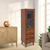 OUKANING 5 Tier Bamboo Storage Cabinet Freestanding Cupboard with 3 Drawers Multi-Purpose Storage Organizer for Pantry Garage Office Living Room Bathroom Entryway 12.6x11.4x43.3in view 4