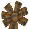 1 Pcs 10" Hand Made Orange & Brown Fall Plaid Wired Wreath Bow Thanksgiving Autumn view 1