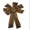 1 Pcs 10" Hand Made Orange & Brown Fall Plaid Wired Wreath Bow Thanksgiving Autumn view 2