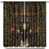 Egyptian Statue Blackout Curtains,Black Background Ancient Golden Egyptian Hieroglyphs Alphabet Pattern Window Drapes,Ancient Culture Asbstract Thermal Insulated Curtains for Living Room 84x84in view 1