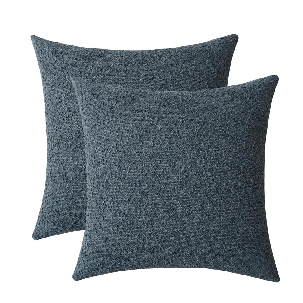 Jeneoo Grey Blue Decorative Square Thick Accent Throw Pillow Covers Fine Textured Boucle Couch Cushion Case for Sofa Decor, Set of 2, 20 x 20 Inch