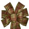 1 Pcs 10" Hand Made Burgundy & Tan Metallic Fall Plaid Wired Wreath Bow Thanksgiving view 1