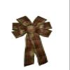 1 Pcs 10" Hand Made Burgundy & Tan Metallic Fall Plaid Wired Wreath Bow Thanksgiving view 2