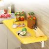 Wall Mounted Folding Desk, Fold Down Desk Drop Leaf Table, Laundry Folding Table, Wood Floating Desk for Wall, Foldable Computer Desk Wall Mount, Wall Desks for Small Spaces 50x40cm/20x16in yellow view 2