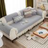 vctops Lace Sofa Couch Cover with Pearls, Soft Chenille Sectional Couch Covers Luxury Sofa Slipcover Furniture Protector for Dogs Cats Pet, 1 Piece/Not All Set (Light Grey,35"x82") view 1