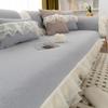 vctops Lace Sofa Couch Cover with Pearls, Soft Chenille Sectional Couch Covers Luxury Sofa Slipcover Furniture Protector for Dogs Cats Pet, 1 Piece/Not All Set (Light Grey,35"x82") view 4