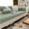 vctops Lace Sofa Couch Cover with Pearls, Soft Chenille Sectional Couch Covers Luxury Sofa Slipcover Furniture Protector for Dogs Cats Pet, 1 Piece/Not All Set (Green,35"x94") view 3