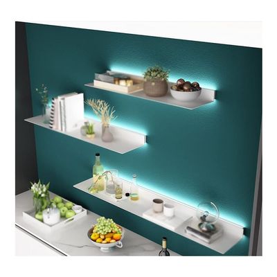 GRRICEPL 1pcs Metal Floating Book Shelves with Built-in Illuminated LED Light for Entrance Bar Countertop Living Room Bathroom,Brochure Storage Organizer Display (Color : White, Size : 80x20x6cm)
