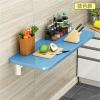 Wall Mounted Folding Desk, Fold Down Desk Drop Leaf Table, Laundry Folding Table, Wood Floating Desk for Wall, Foldable Computer Desk Wall Mount, Wall Desks for Small Spaces 100x30cm/39x12in blue view 2