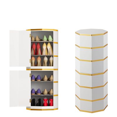 Enzo Metal Rotating Shoe Cabinet, Corner Shoe Shelf, 360 Tower Shoe Rack - Vertical, Freestanding Shoe Storage, Large Holding, Modern Entrance Organizer