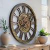 ImprovingLife The Gears Clock 36'' Inch Real Moving Gear Wall Clock Vintage Industrial Oversized Rustic Farmhouse (Gold Antique) view 3