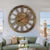 ImprovingLife The Gears Clock 36'' Inch Real Moving Gear Wall Clock Vintage Industrial Oversized Rustic Farmhouse (Gold Antique) view 4